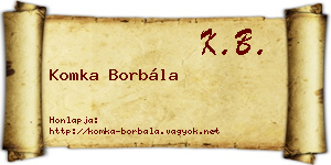 Komka Borbála névjegykártya